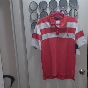 🌺MEN'S ORANGE & WHITE Polo